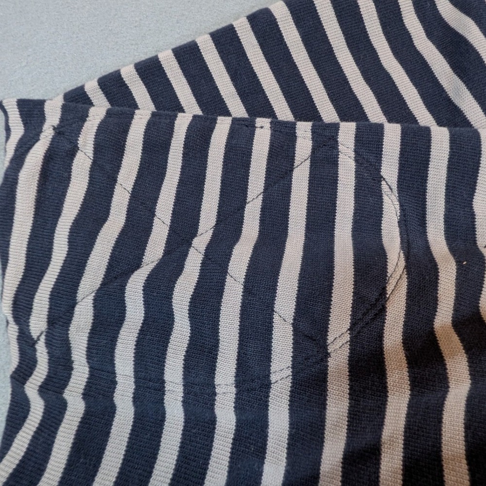 J. Crew Rugby Quarter-Zip Pullover Men Large Striped Long Sleeve Elbow Patches - Picture 8 of 9